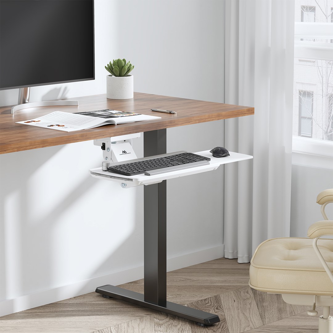 Maclean under-desk keyboard holder, adjustable, max. 5kg, White, MC-156 W-7