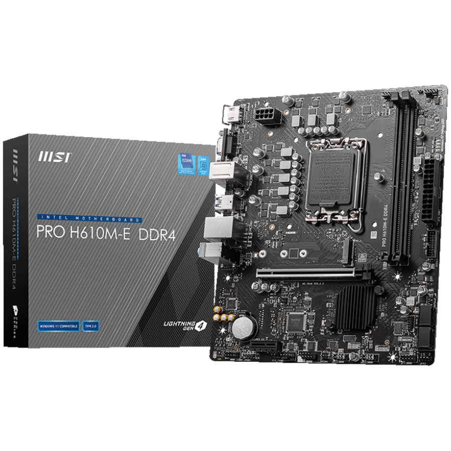 Matična ploča MSI PRO H610M-E DDR4 (Micro-ATX, LGA 1700, 2xDDR4, 4xSATA, 1xM.2, VGA, HDMI)-0