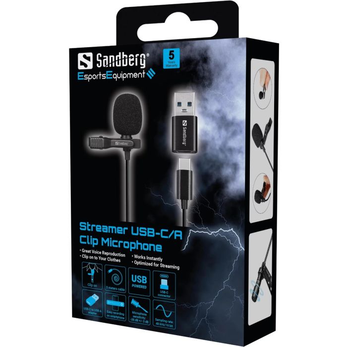 Mikrofon SANDBERG Streamer USB Clip Microphone-4