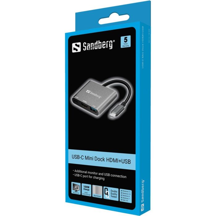 Mini Dock SANDBERG USB-C 136-00 HDMI+USB-2