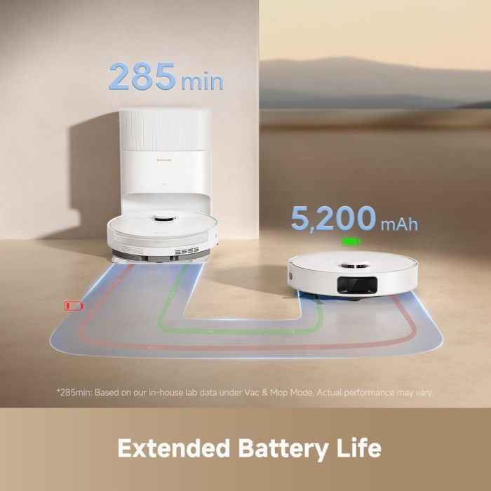 Robotski usisavač DREAME D20 Plus (13000 Pa, Smart Pathfinder navigacija, postaja za pražnjenje, 5200 mAh, bijela boja)-3