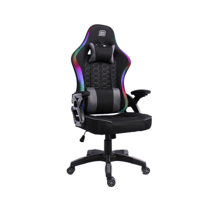 Bit Force HYPNOSIS RGB-2D igraća stolica s potpornim jastučićima, PU koža, 2D naslon za ruke, nosivost 130kg, crna