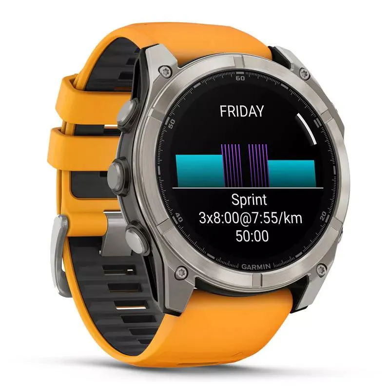 Pametni sat GARMIN Fenix 8 51mm Sapphire Titanium, Spark Orange/Graphite remen