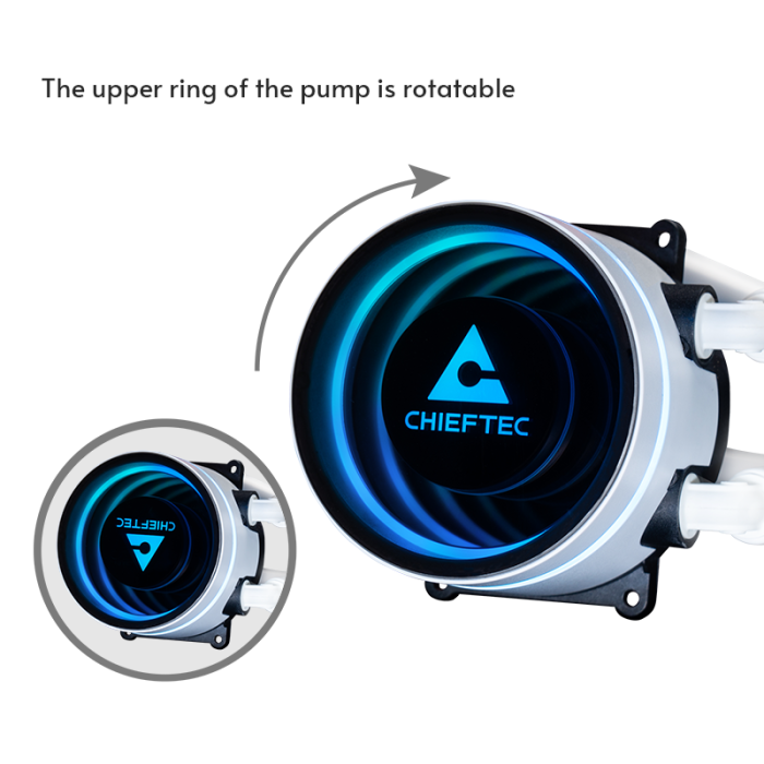 Vodeno hlađenje CHIEFTEC Iceberg 360 (360mm, A-RGB, za INTEL/AMD procesore, bijelo)-4