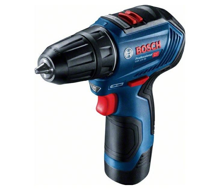 Bušilica BOSCH GSR 12V-30 (2x2.0Ah baterija, 30/17Nm, Brushless motor, uključuje kofer)
