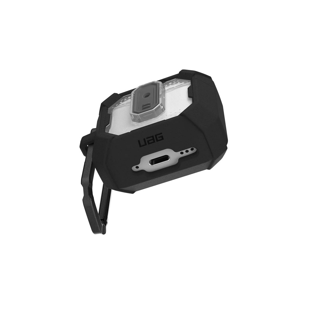 Zaštitna maska URBAN ARMOR GEAR Plasma za AirPods 4. generacije (crna boja, zasun, odvojiva karabiner kopča)-5