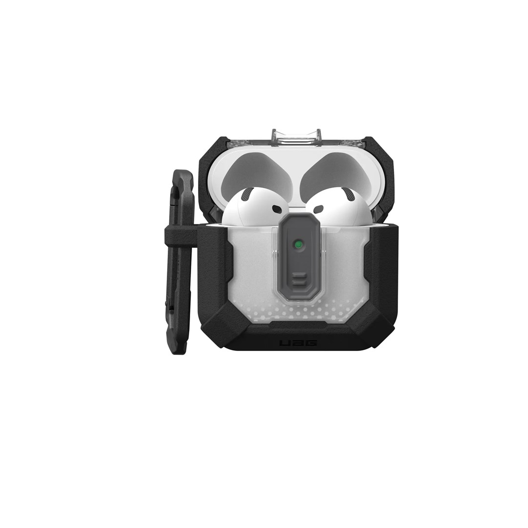 Zaštitna maska URBAN ARMOR GEAR Plasma za AirPods 4. generacije (crna boja, zasun, odvojiva karabiner kopča)-2
