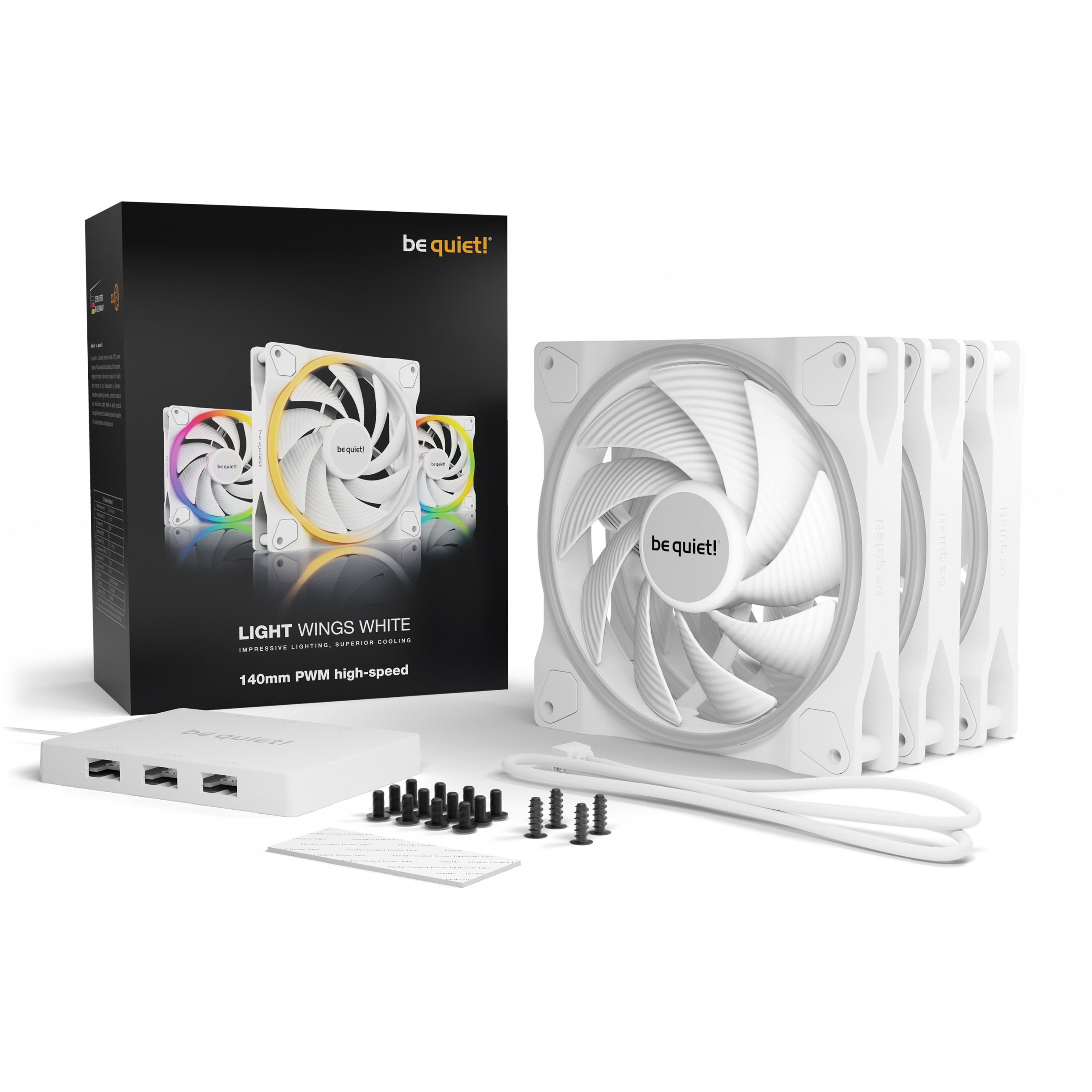 Ventilator za računalno kućište BE QUIET! Light Wings White 140mm PWM high-speed (Triple-Pack, 14 cm, 3 komada)-4