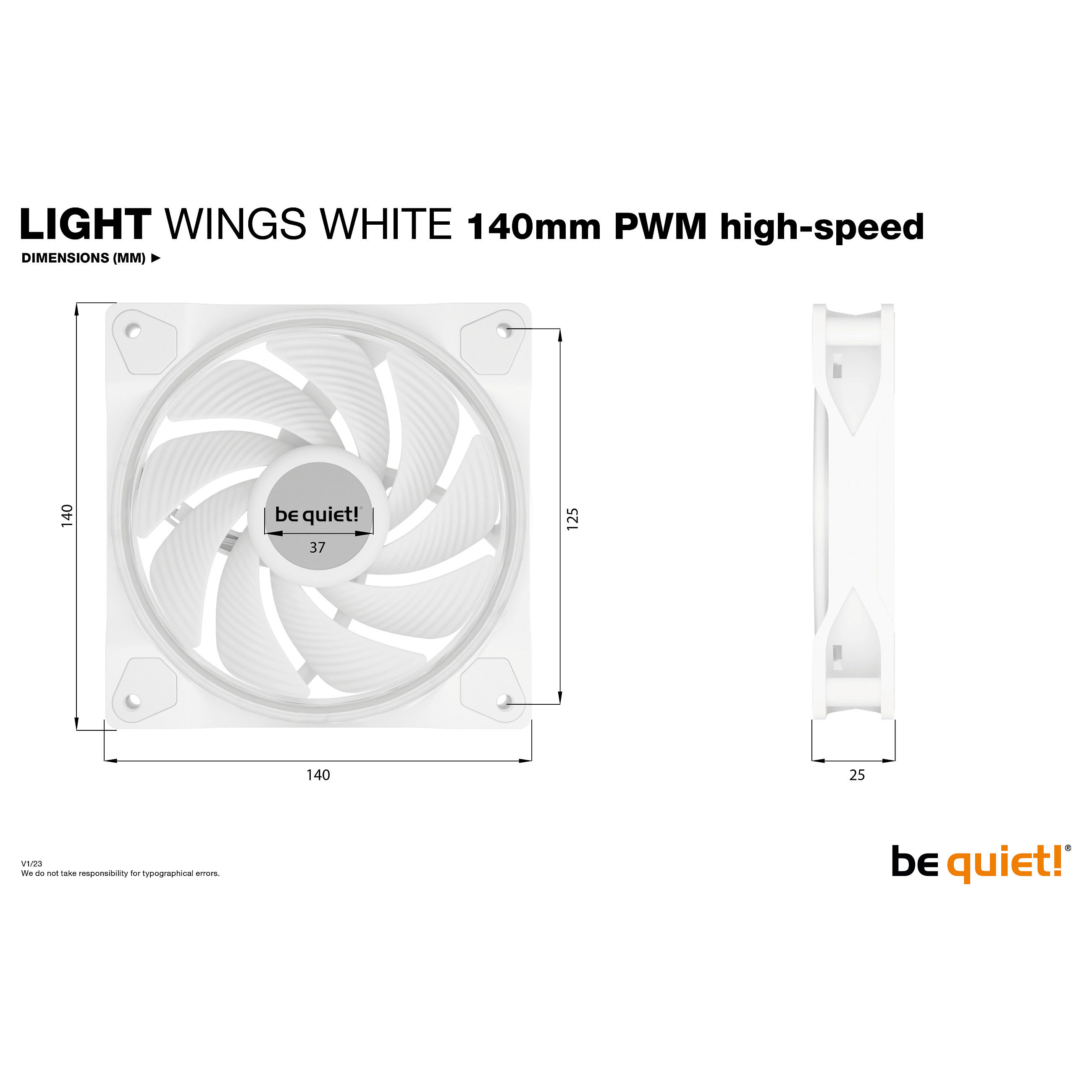 Ventilator za računalno kućište BE QUIET! Light Wings White 140mm PWM high-speed (Triple-Pack, 14 cm, 3 komada)-7