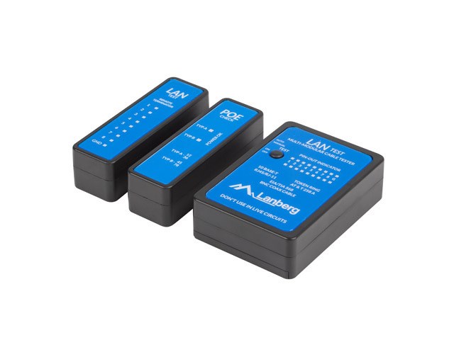 Mrežni kabel tester Lanberg NT-0404 (PoE tester, Crna, Plava)-0