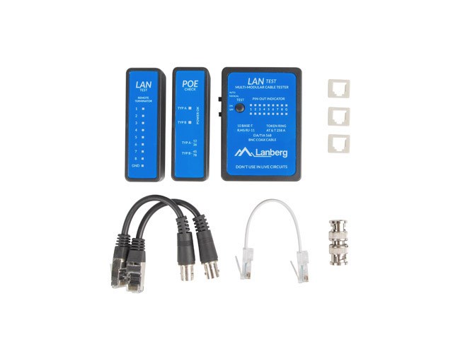 Mrežni kabel tester Lanberg NT-0404 (PoE tester, Crna, Plava)-1