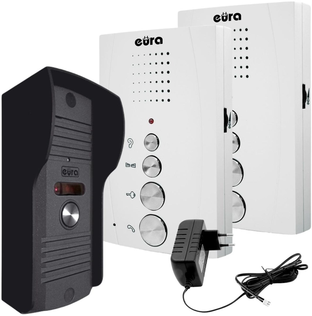 Interfon EURA ADP-51A3 DIFESA (za 1 obitelj, 2 unutarnje jedinice, handsfree, bijela boja)-0