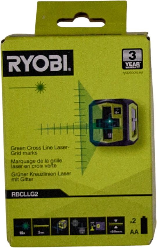 Križni laser RYOBI RBCLG01 (zelena zraka, domet 15m, samonivelirajući)