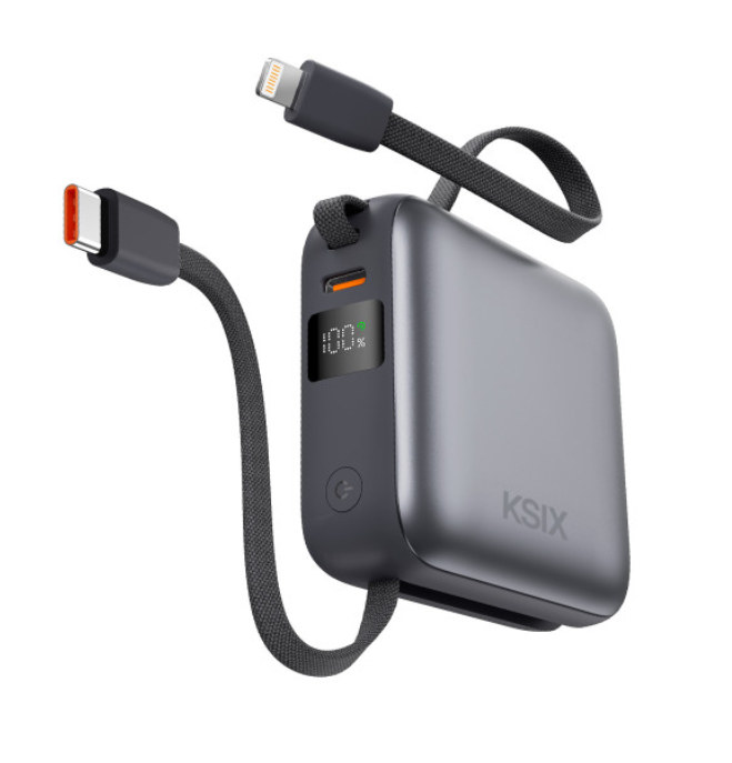 Baterija prijenosna KSIX 10 000 mAh, 22.5W ultra brzo punjenje,USB-C + lightning