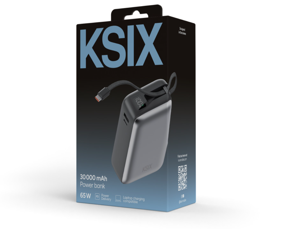Baterija prijenosna KSIX 30 000 mAh, 65W ultra brzo punjenje, integrirani USB-C-5