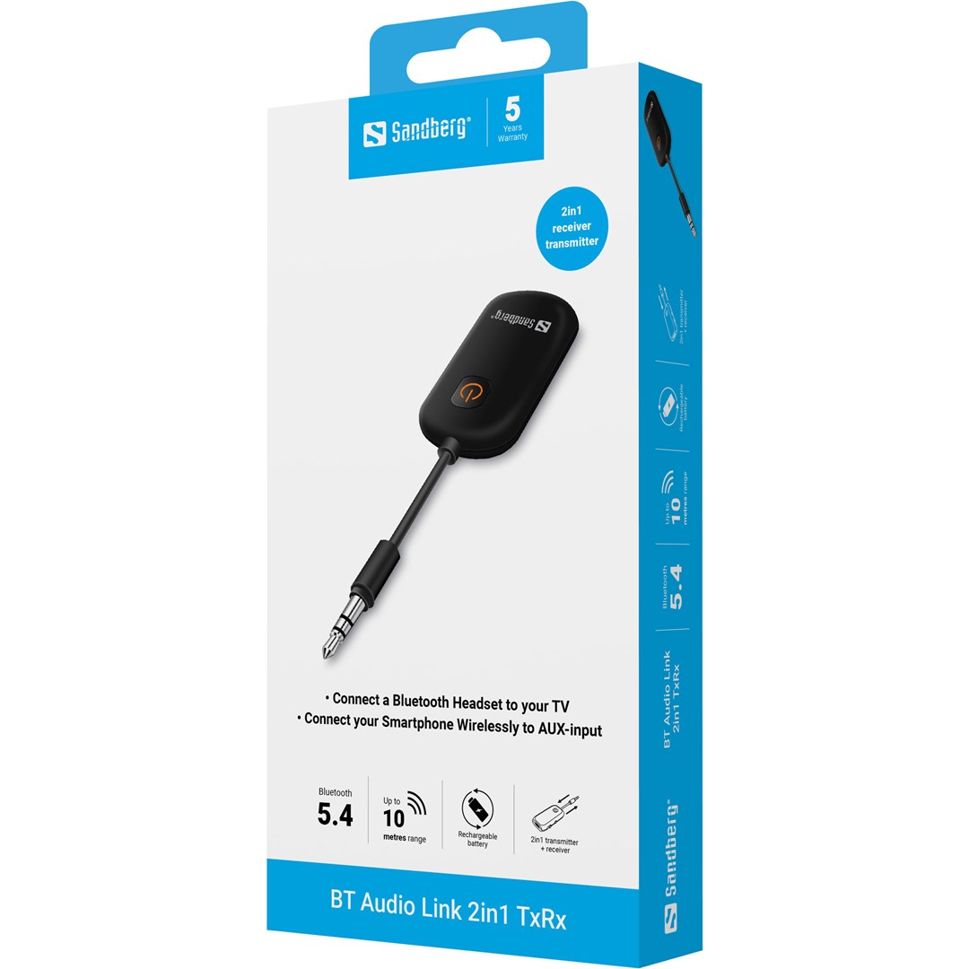 Bluetooth odašiljač i prijemnik zvuka SANDBERG 450-12 BT Audio Link 2in1 TxRx (Bluetooth 5.4, AUX, USB-C)-3