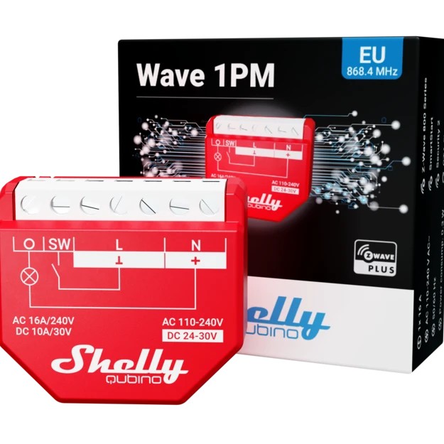 Pametni prekidač SHELLY QUBINO WAVE 1PM crvena boja-4