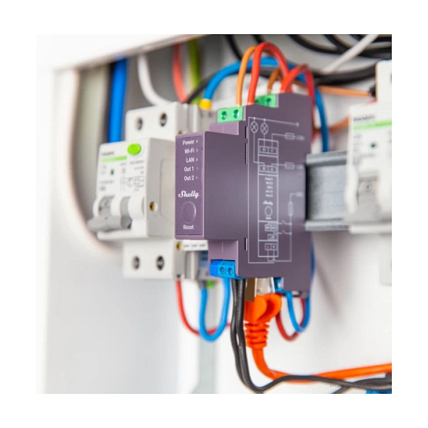 Prekidač SHELLY Pro2 electrical relay (crna, plava, zelena)-1