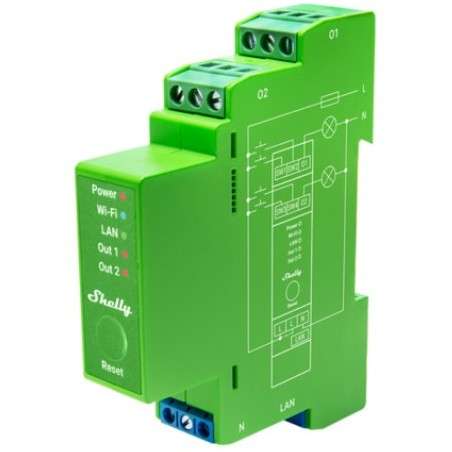 Dimmer SHELLY Pro Dimmer 2PM Built-in Blue, Green, Grey
