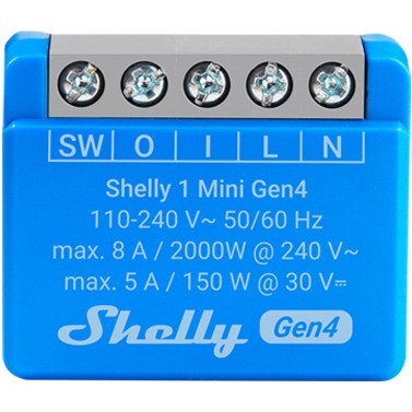 Pametni prekidač SHELLY 1 MINI GEN4 1P plavi