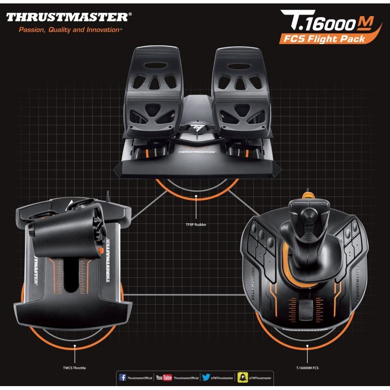 Thrustmaster Joystick T 16000M Flight Pack Black-8