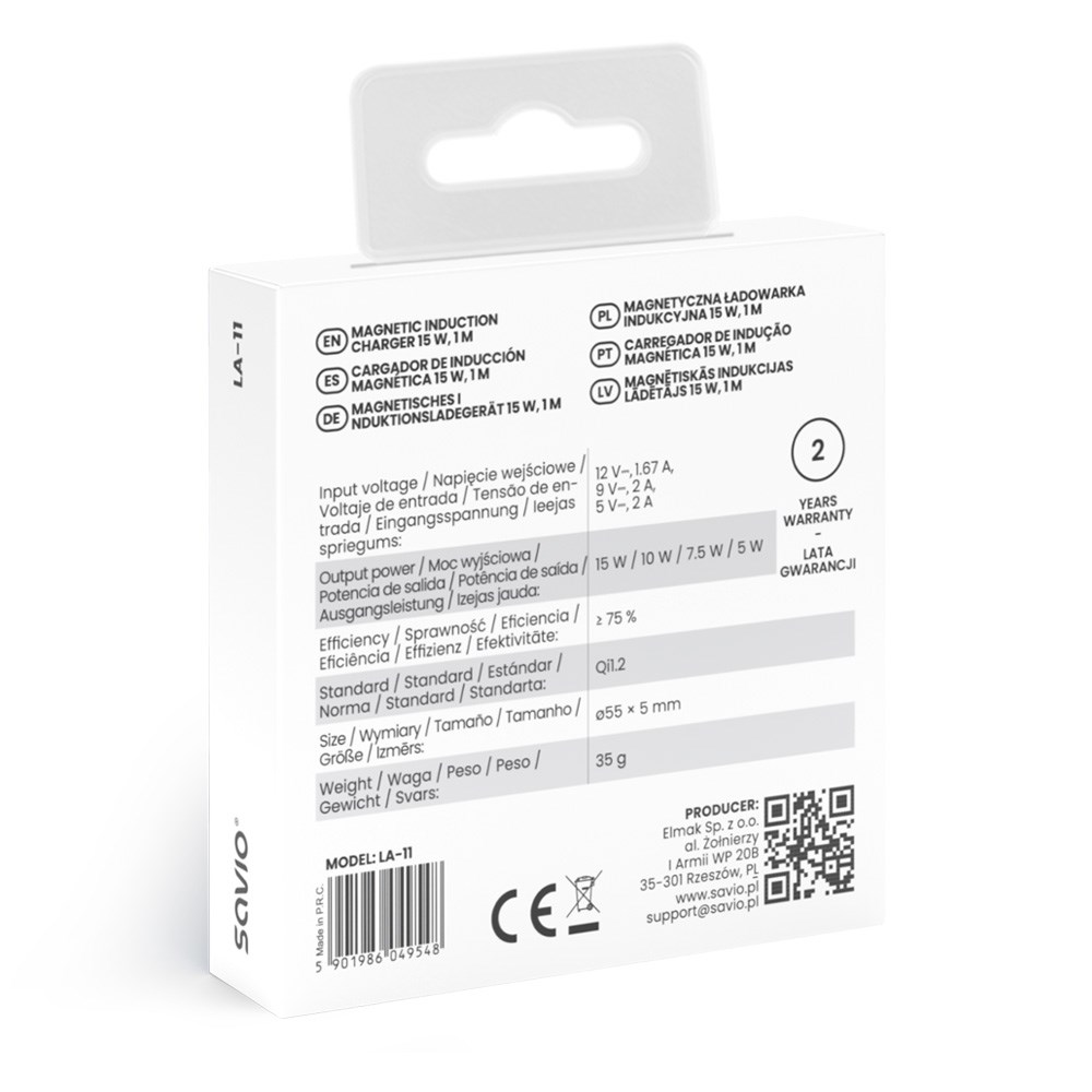 Bežični punjač SAVIO LA-11 (Magnetic, 15 W, 1 m)-4