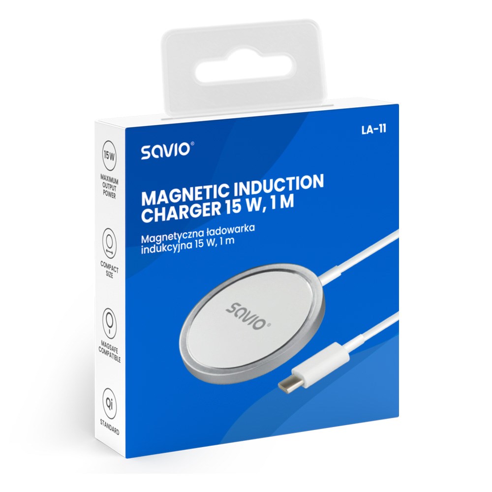 Bežični punjač SAVIO LA-11 (Magnetic, 15 W, 1 m)-3