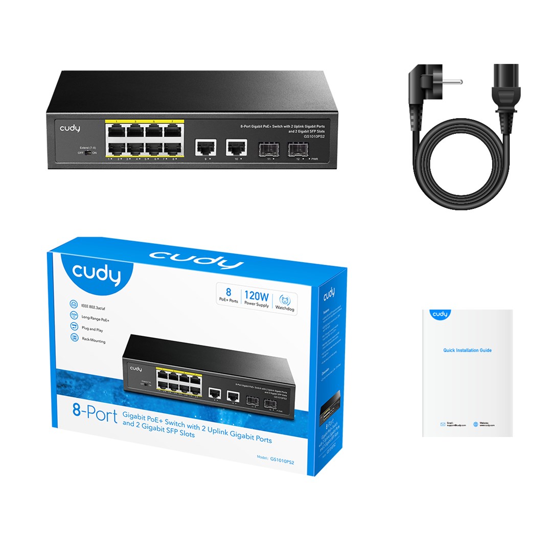 Switch CUDY GS1010PS2 (10 portova, PoE, 1000 Mbps)-4