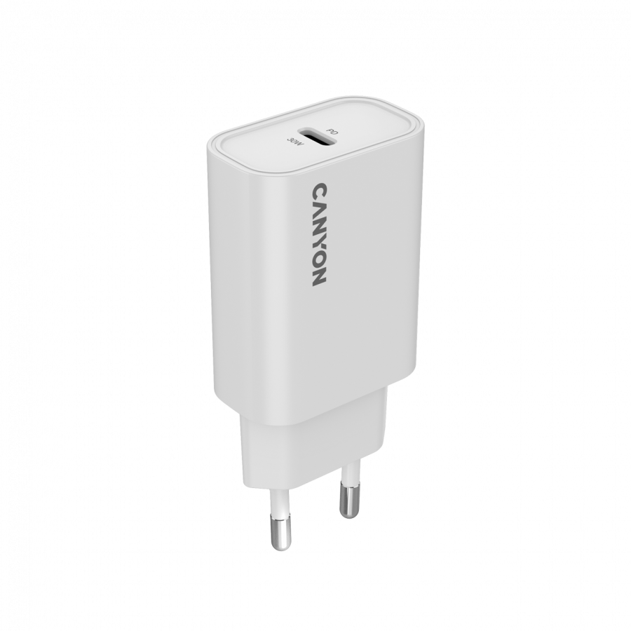 Punjač CANYON CNE-CHA30CLW (Max Power 30W, 1xPD, EU, Bijeli)