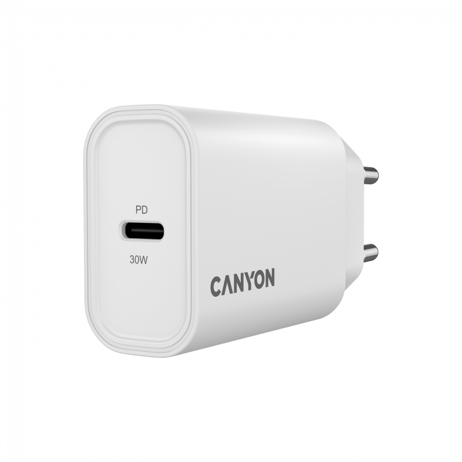 Punjač CANYON CNE-CHA30CLW (Max Power 30W, 1xPD, EU, Bijeli)-1