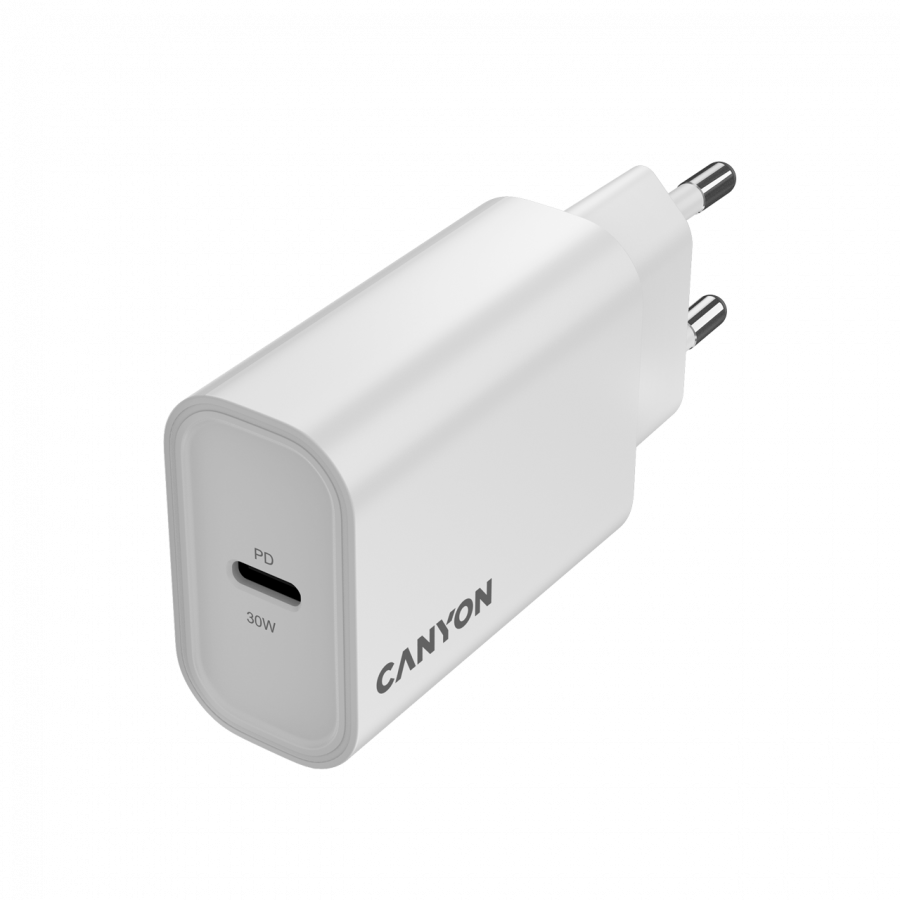 Punjač CANYON CNE-CHA30CLW (Max Power 30W, 1xPD, EU, Bijeli)-2