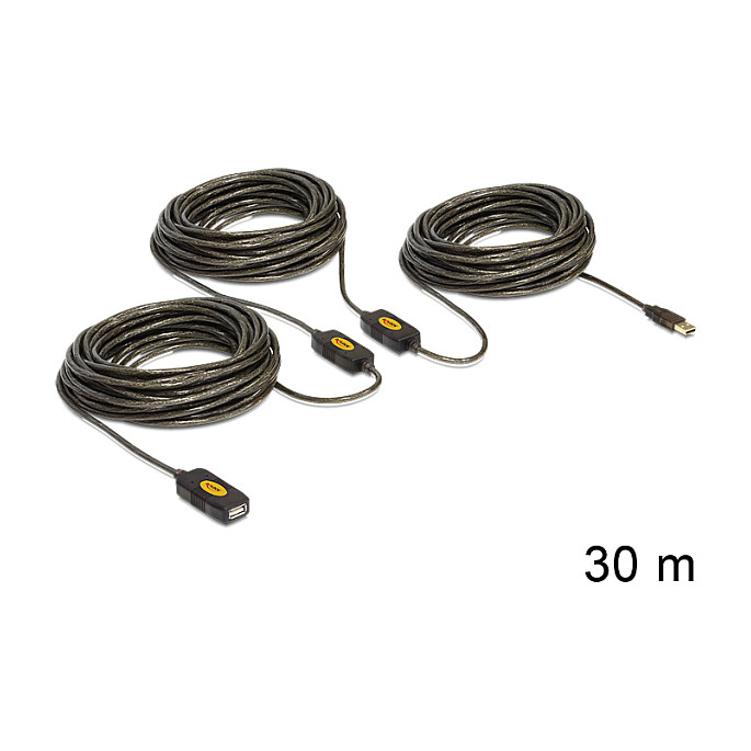 Aktivni USB 2.0 produžni kabel DELOCK 83453 (30m, USB-A M na USB-A Ž, crni)-0