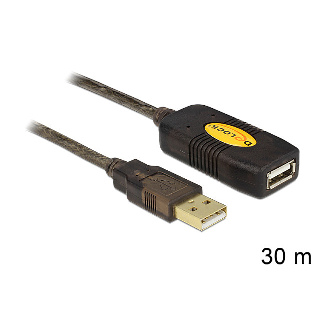 Aktivni USB 2.0 produžni kabel DELOCK 83453 (30m, USB-A M na USB-A Ž, crni)-2