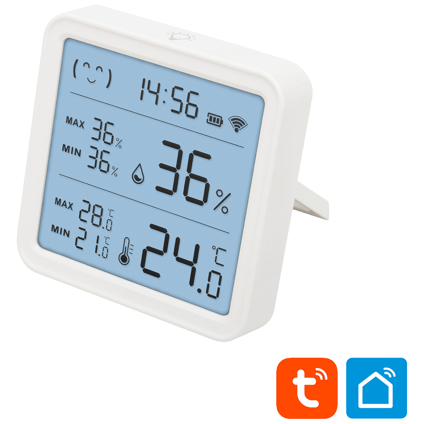 home Pametni mjerač temperature i vlažnosti, LCD, sat - HSTHC-0