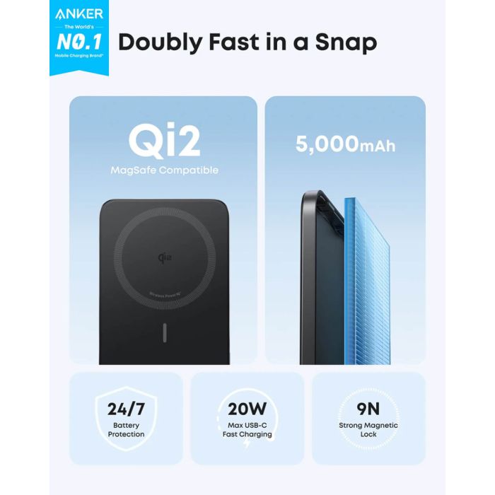 Power Bank ANKER Nano 5000 mAh Slim, crna boja-2
