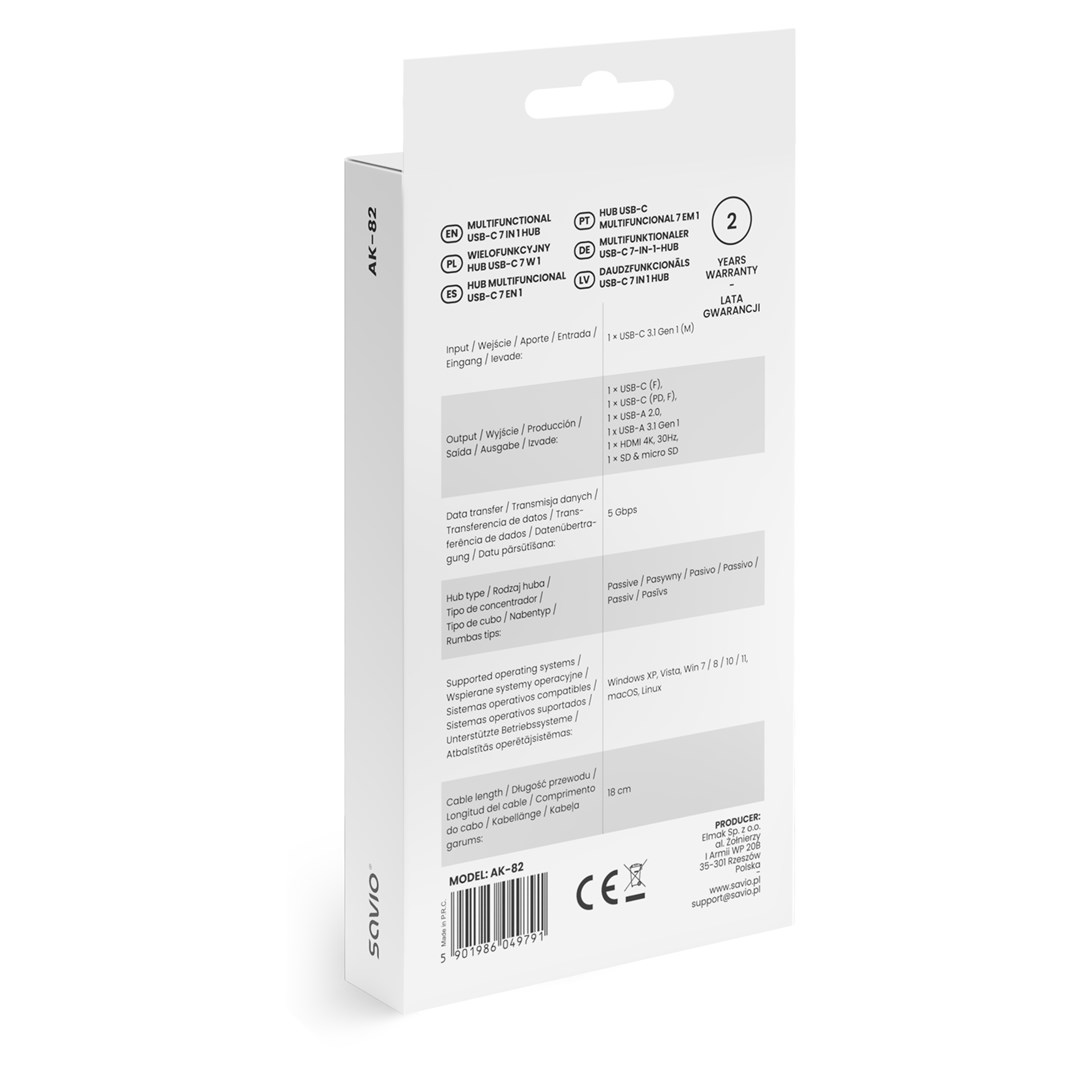 Interface hub SAVIO AK-82 USB Type-C 5000 Mbit/s crna boja-4
