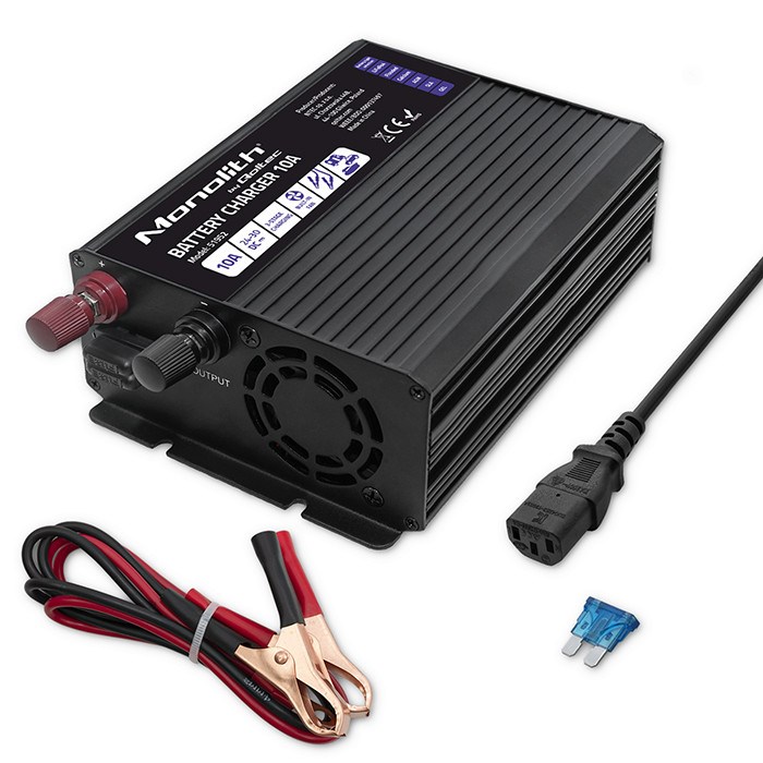 Punjač akumulatora QOLTEC Smart Monolith (10A, 24V, za LiFePO4/AGM/GEL/SLA)-1