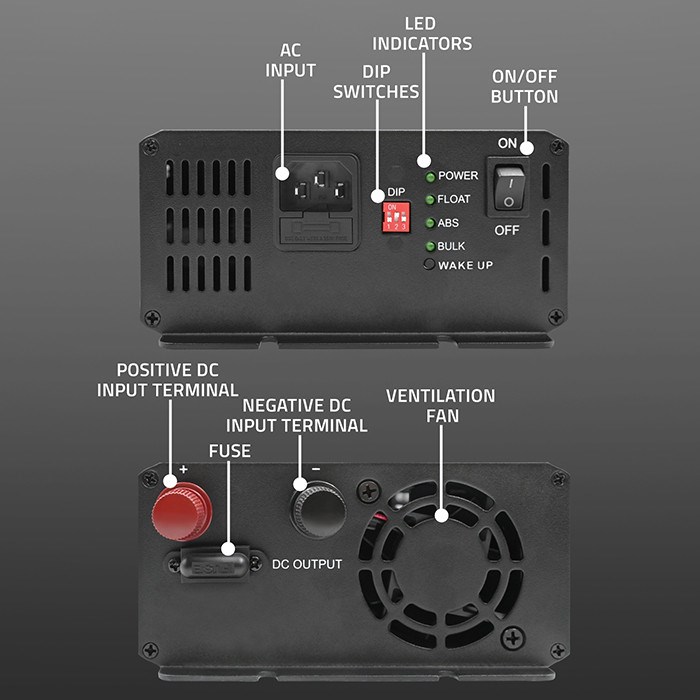Punjač akumulatora QOLTEC Smart Monolith (10A, 24V, za LiFePO4/AGM/GEL/SLA)-4