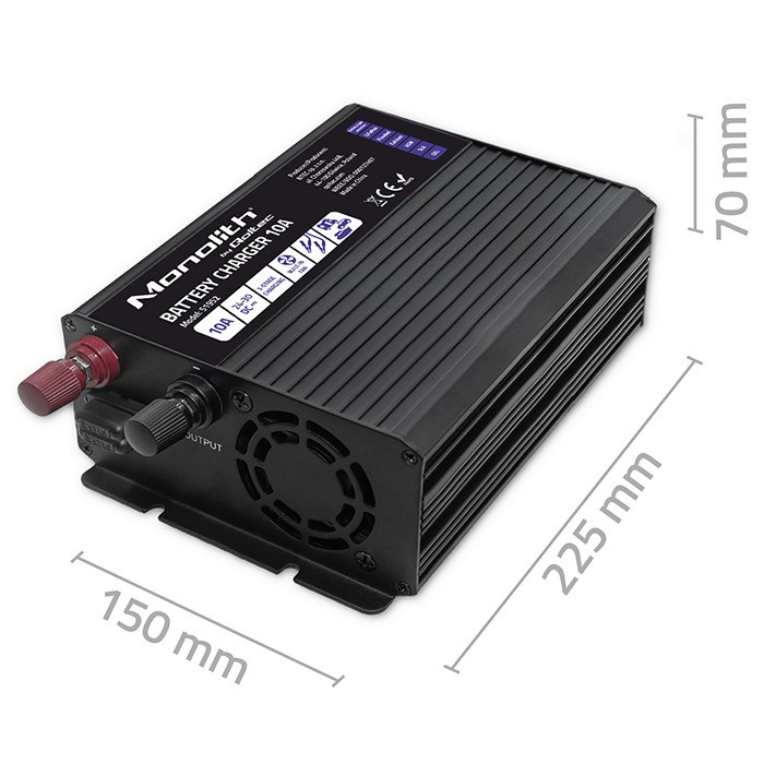 Punjač akumulatora QOLTEC Smart Monolith (10A, 24V, za LiFePO4/AGM/GEL/SLA)-8