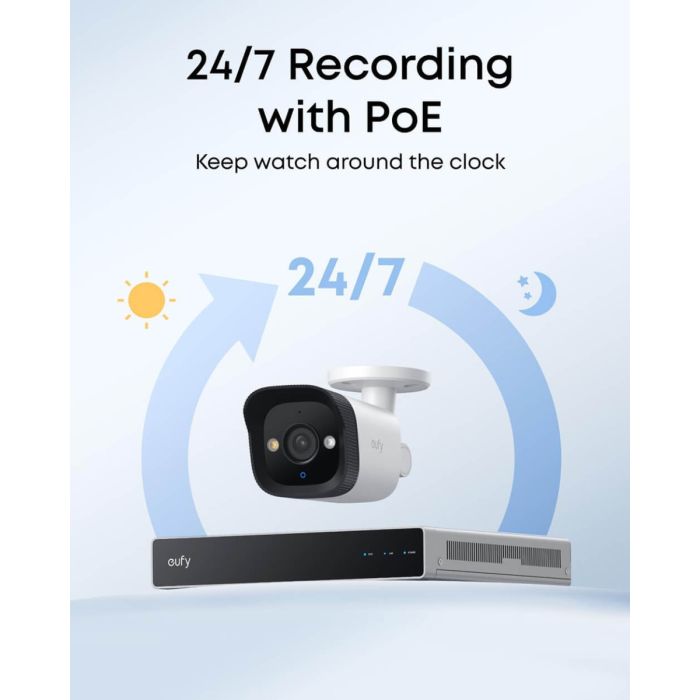 Sigurnosna kamera ANKER Eufy Security Bullet PoE E40 (4K UHD, 122° širokokutni pogled, noćni barvni pogled Starlight, pametna zaznava, rdeče i modre opozorilne luči, dvosmerna komunikacija, 24/7 snemanje prek PoE, vodoodporna IP67)-7