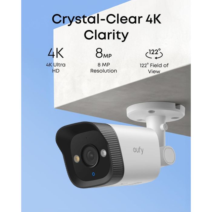 Sigurnosna kamera ANKER Eufy Security Bullet PoE E40 (4K UHD, 122° širokokutni pogled, noćni barvni pogled Starlight, pametna zaznava, rdeče i modre opozorilne luči, dvosmerna komunikacija, 24/7 snemanje prek PoE, vodoodporna IP67)-1