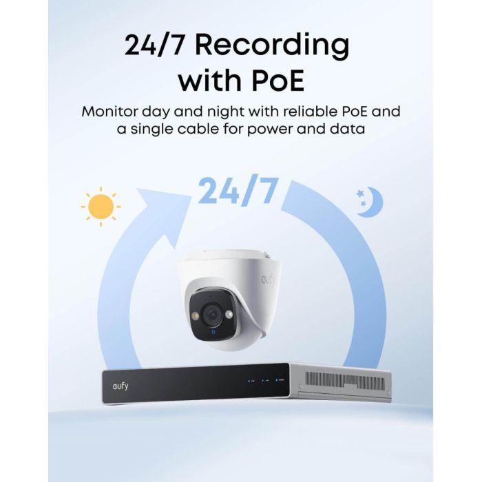 Sigurnosna kamera ANKER Eufy Security PoE E41 (4K UHD, 122° širokokutni pogled, Noćni barvni pogled Starlight, Pametna zaznava, Rdeče in modre opozorilne luči, Diskretni nadzor, 24/7 snemanje prek PoE, Vodoodpornost i dvosmerna komunikacija)-7