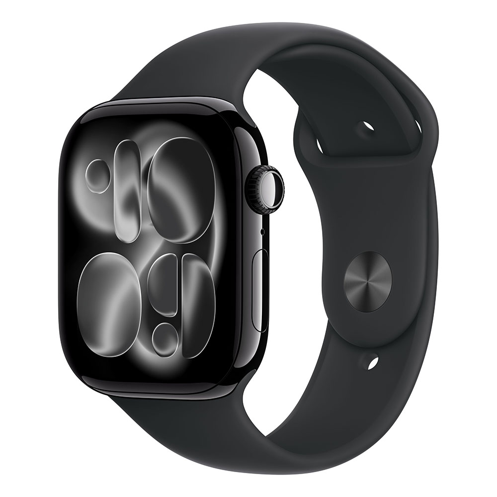 Apple Watch S11 GPS 46mm Jet Black Aluminium Case with Black Sport Band - M/L