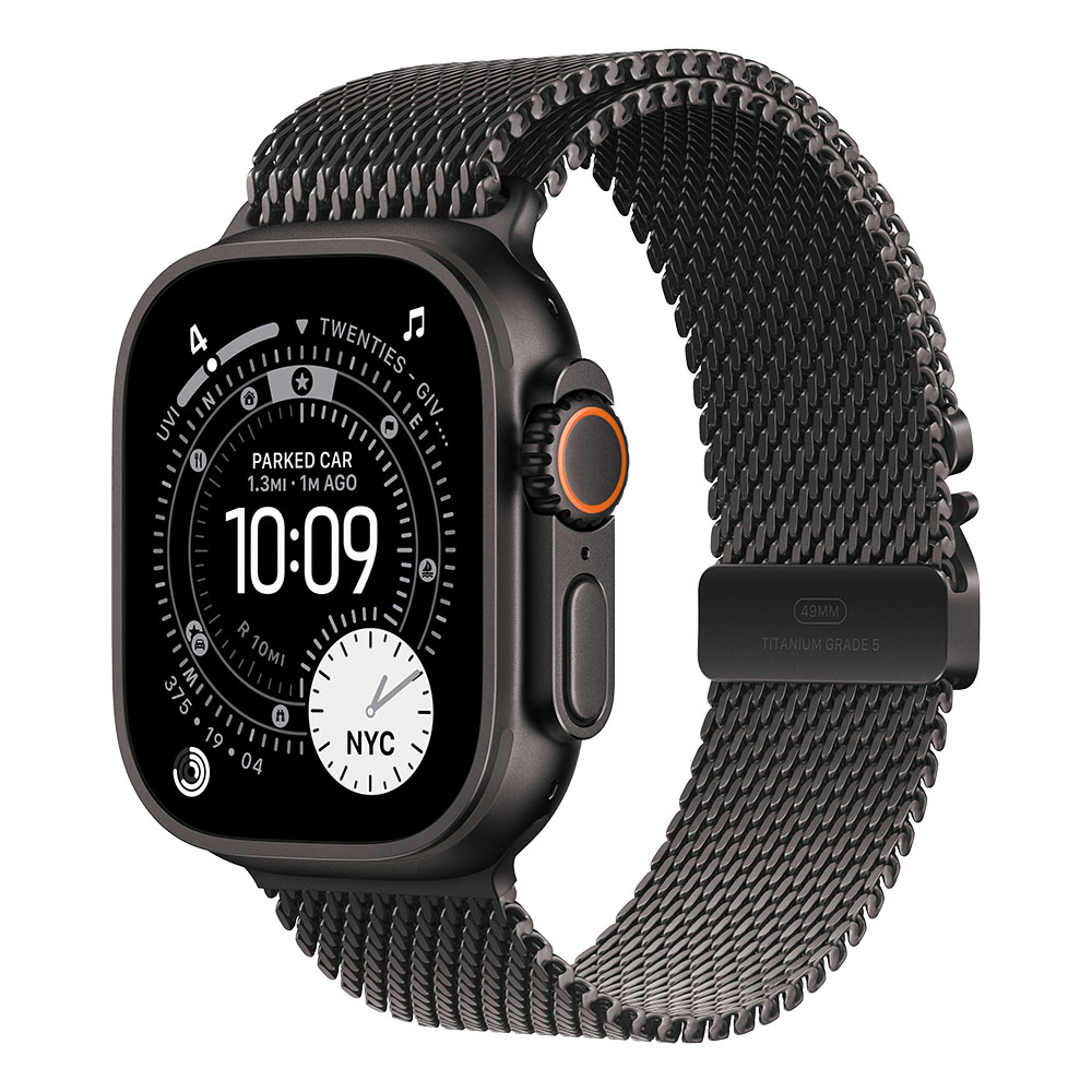 Sat APPLE Watch Ultra 3 Cellular 49mm Black Titanium Case with Black Titanium Milanese Loop - Medium-0