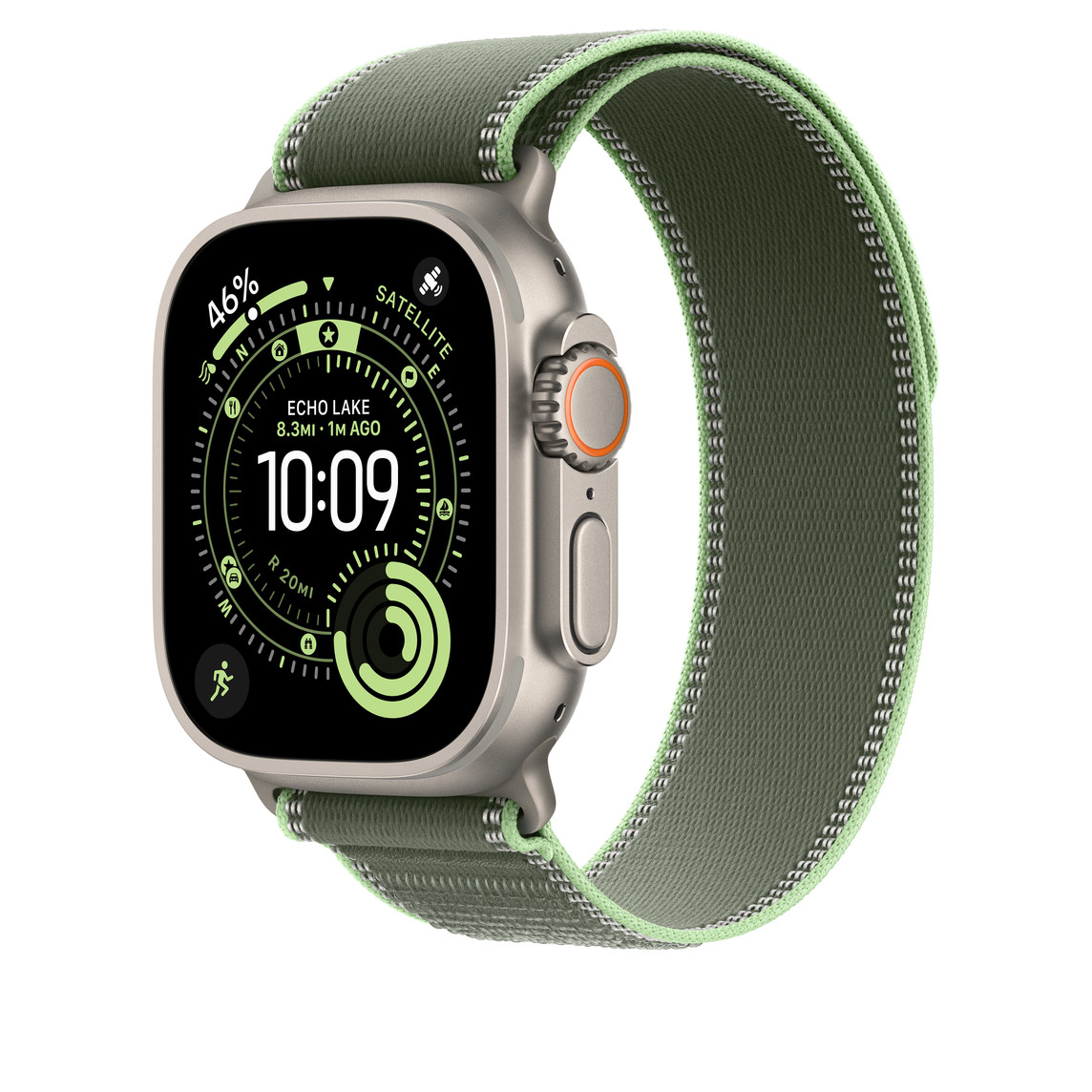 APPLE Watch 49mm Loop Green/Neon Trail Loop - M/L - Natural Titanium Finish-2
