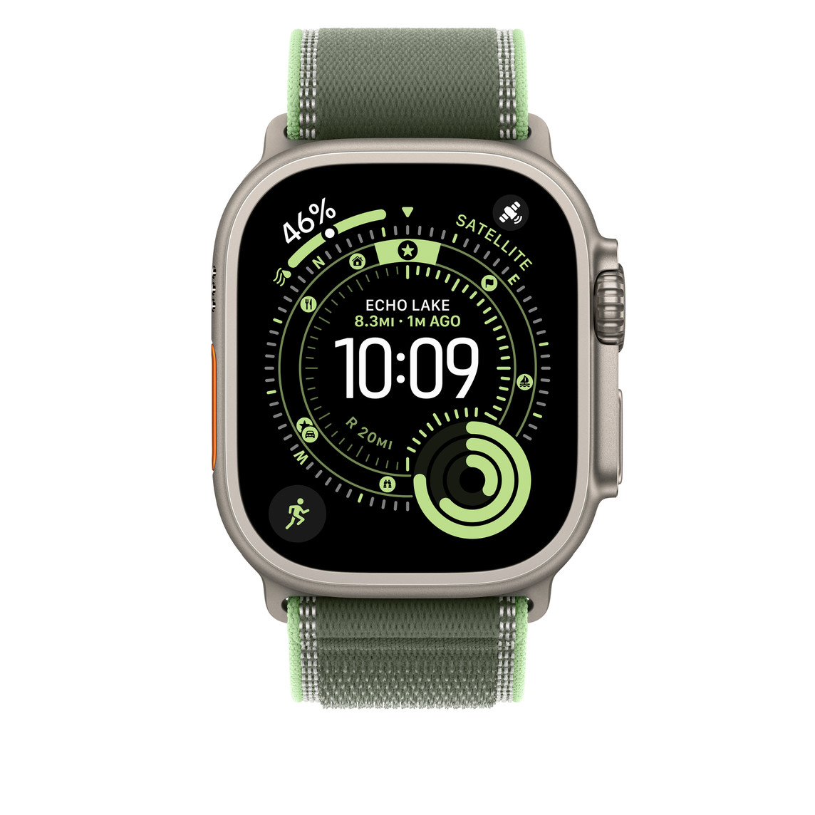 APPLE Watch 49mm Loop Green/Neon Trail Loop - M/L - Natural Titanium Finish-1
