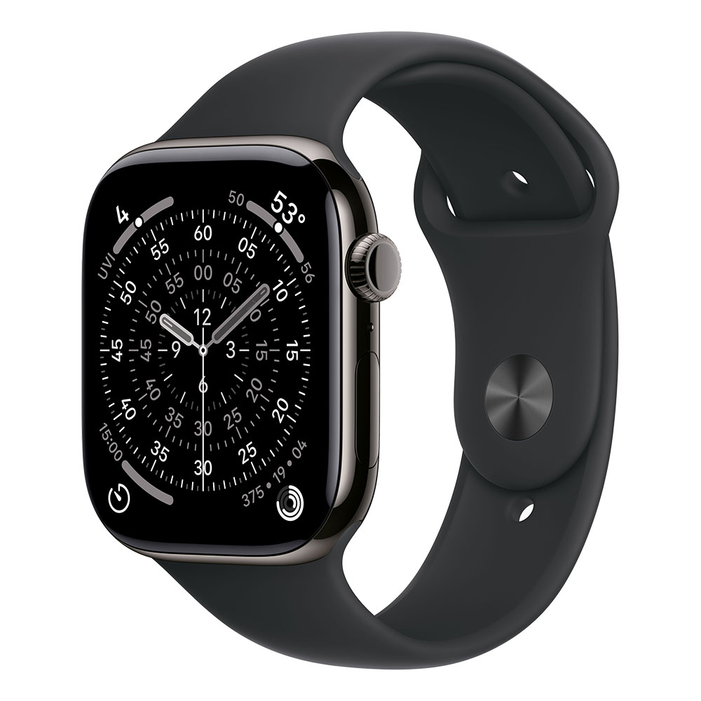 Pametni sat APPLE Watch S11 (cellular, 46mm, sivo titanijsko kućište, crni sportski remen m/l)