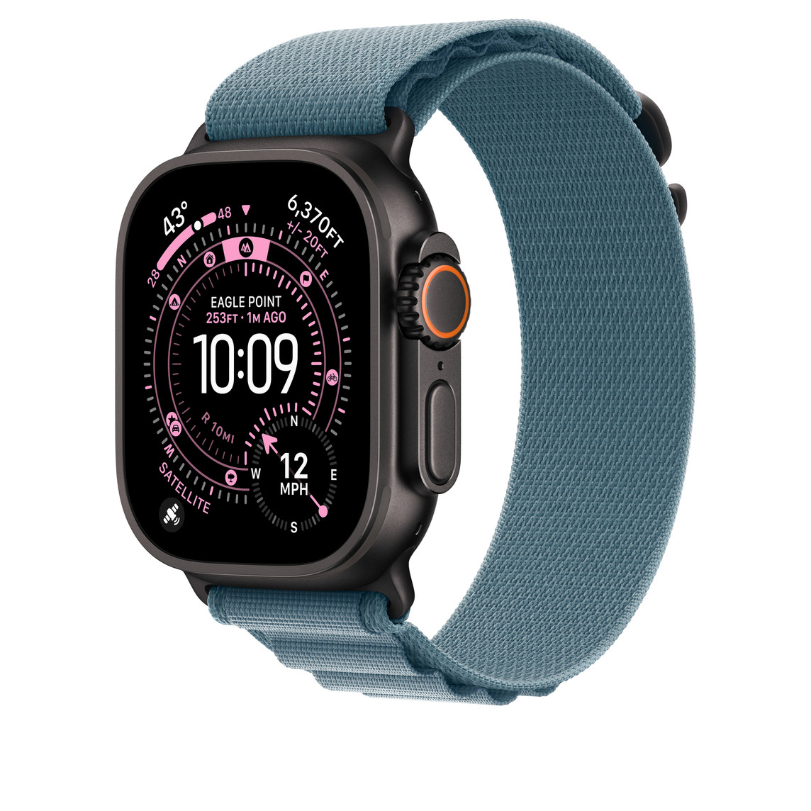 APPLE Watch 49mm Loop Light Blue Alpine Loop - Medium - Black Titanium Finish-1