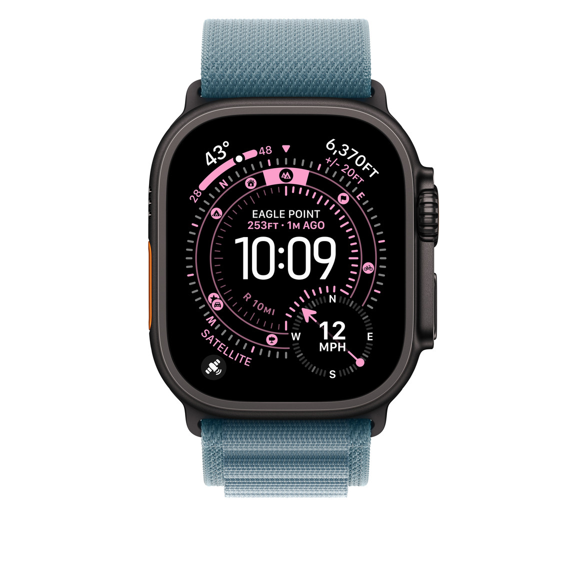 APPLE Watch 49mm Loop Light Blue Alpine Loop - Medium - Black Titanium Finish-2