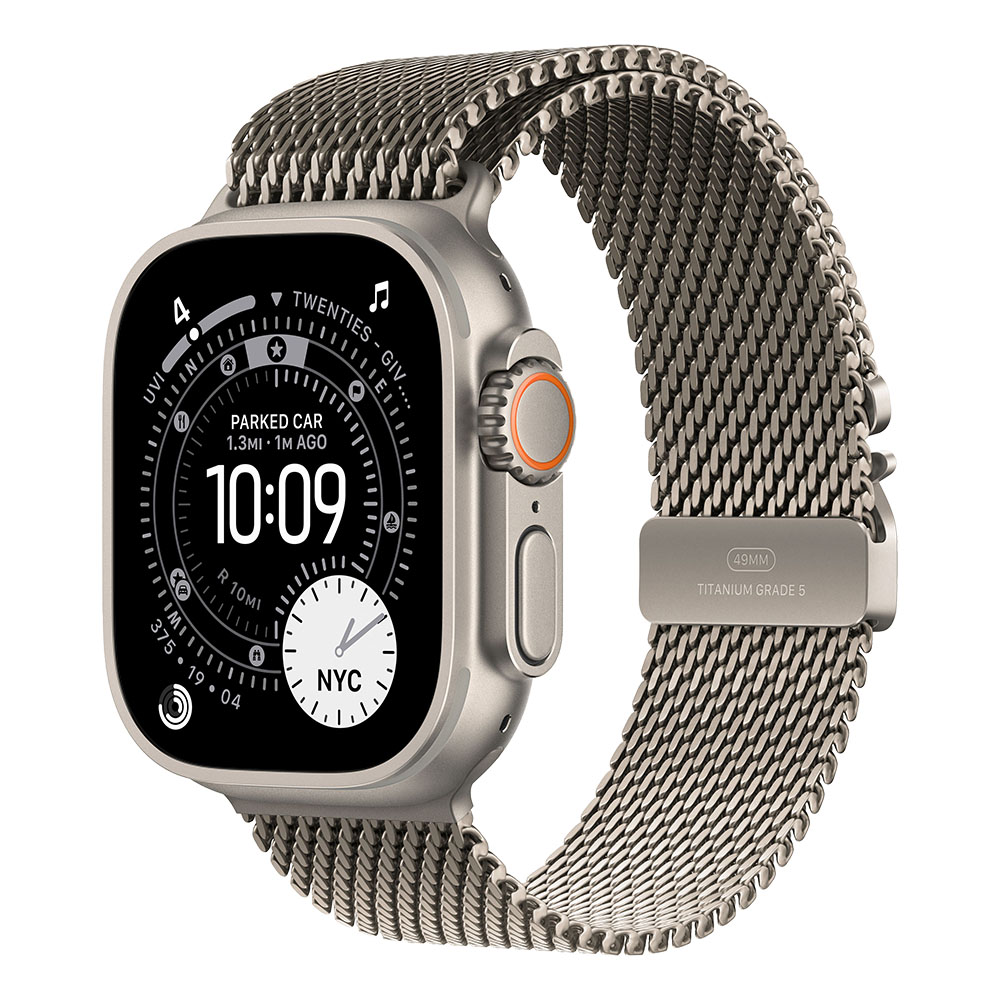 APPLE Watch Ultra 3 Cellular 49mm Natural Titanium Case with Natural Titanium Milanese Loop - Medium-0